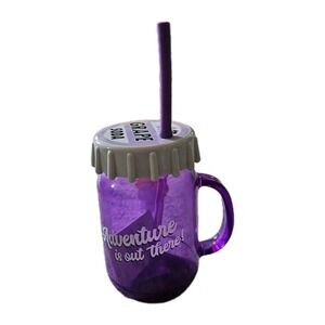 Disney Parks‎ Pixar Up Grape Soda Cup With Straw Bottle cap Adventure New